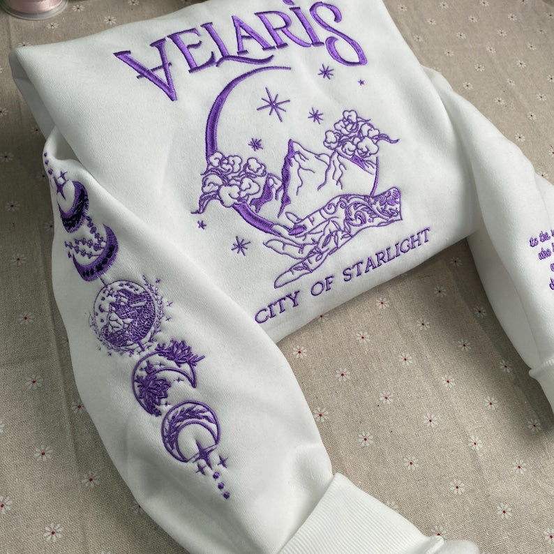 Velaris Embroidered Shirt, Velaris City Of Starlight Embroidered Sweatshirt, The Night Court Shirt, SJM sweater, City of Starlight