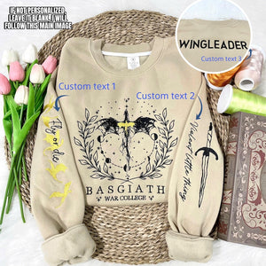 Fourth Wing Embroider Sweatshirt, Custom Basgiath War College, Dragon Rider,Violet Sorrengail,Xaden Riorson,Riders Quadrant,Fantasy Reader