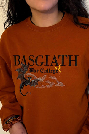 Fourth Wing Embroidered Sweatshirt, Onyx Storm, Basgiarth War College Crewneck, Riders Quadrant,