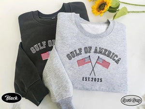 Embroidered Gulf of America Sweatshirt , Gulf Of Usa America , Gulf Beach Retro Shirt , Gulf Of USA America Est 2025, Patriot American Tee