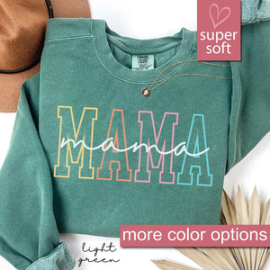 Comfort Colors® Mama Sweatshirt For Mothers Day Gift From Daughter, Mama Sweatshirts For Birthday Gift For Her, Baby Shower Gift Mom Sweater