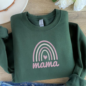 Mama Boho Rainbow Sweatshirt, Embroidered Shirt, Crewneck Sweatshirt, Mama Rainbow Sweater, Mama Boho Shirt, Cute Mom Shirt