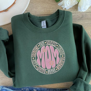 Floral Mama Embroidered Sweatshirt, Mom Birthday Gift, Creative Loved Mom Shirt, Mothers Day Git, Mom Birthday Gift