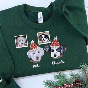 Personalized Pet Embroidery Sweatshirt, Pet Photo T-Shirt, Embroidered Pet Photo, Dog Mom Sweater, Dog Lovers Gifts, Personalized Pet Gifts