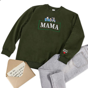 Mama Sweatshirt with Photo, Custom Embroidered Hoodie Mama and Kids Portrait, Mom Embroidery Hoodie, Birthday Mommy Outfits, Pregnancy Gifts