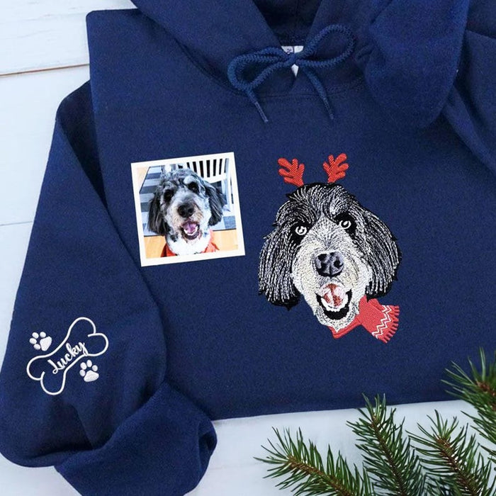 Personalized Pet Embroidery Sweatshirt, Pet Photo T-Shirt, Embroidered Pet Photo, Dog Mom Sweater, Dog Lovers Gifts, Personalized Pet Gifts