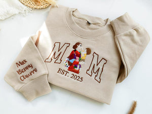 Custom Embroidered Sweatshirt Mama and Kids Portrait, Embroidery Shirt For Mom Mama Mommy,Mothers Day Gift