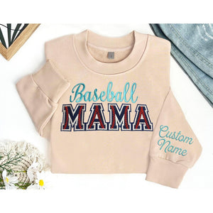 Personalized Baseball Embroidered Sweatshirt • Custom Crewneck for Mom, Mimi, Gigi, Nanna, or Dad • Gift for Baseball Fans