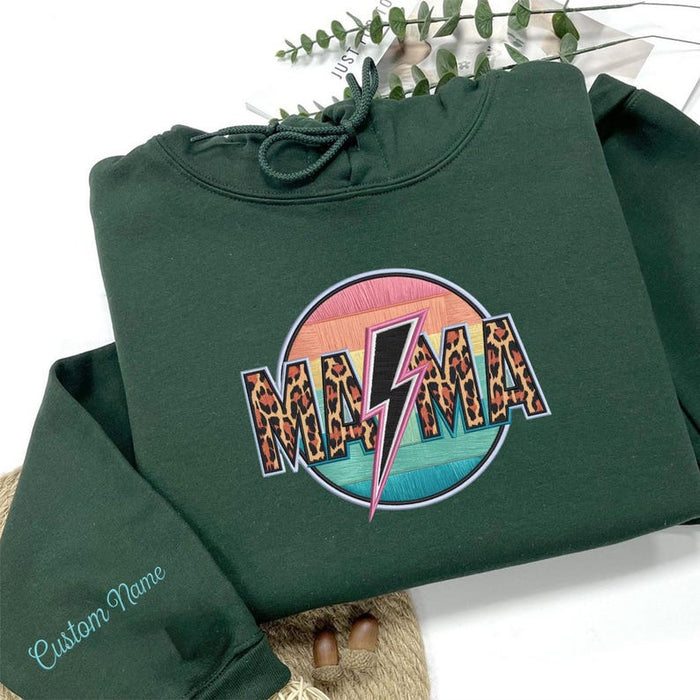 Custom Mama Embroidered Sweatshirt With Kids Names On Sleeve, Personalized Mom Embroidery Hoodie, Birthday Mommy Outfits, Mother day