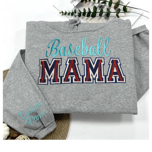 Personalized Baseball Embroidered Sweatshirt • Custom Crewneck for Mom, Mimi, Gigi, Nanna, or Dad • Gift for Baseball Fans