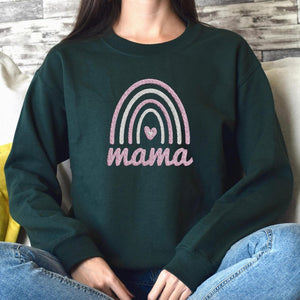 Mama Boho Rainbow Sweatshirt, Embroidered Shirt, Crewneck Sweatshirt, Mama Rainbow Sweater, Mama Boho Shirt, Cute Mom Shirt