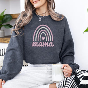 Mama Boho Rainbow Sweatshirt, Embroidered Shirt, Crewneck Sweatshirt, Mama Rainbow Sweater, Mama Boho Shirt, Cute Mom Shirt