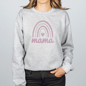 Mama Boho Rainbow Sweatshirt, Embroidered Shirt, Crewneck Sweatshirt, Mama Rainbow Sweater, Mama Boho Shirt, Cute Mom Shirt