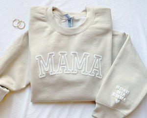 Personalized Mama Sweatshirt with Kid Names on Sleeve, Mothers Day Gift, Birthday Gift for Mom, New Mom Gift, Minimalist Cool Mom Sweater