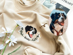 Custom Pet Portrait Embroidered Sweatshirt,Custom Dog Face Embroidered Hoodie,Pet Memorial Gift,Personalized Embroidered Sweatshirt,Pet Gift