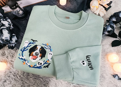 Custom Dog Face Embroidered Sweatshirt From Your Photo,Cat Sweatshirt,Dog Mom Sweatshirt,Personalized Gift For Mom