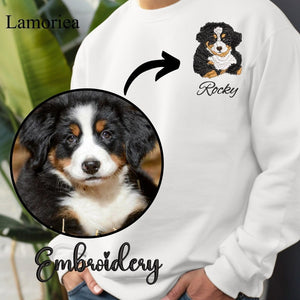 Christmas Custom Dog Portrait Embroidered Sweatshirt | Custom Pet Hoodie | Personalized Pet Face and Pet name Shirt | Pet Memorial Gift