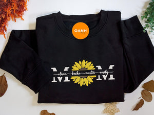 Personalized Sunflower Mom With Kids Name Embroidered Sweatshirt, Custom Mom Sweater, Mom Birthday Gift, Trendy Mother Day Gift For Grandma