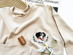 Custom Pet Portrait Embroidered Sweatshirt,Custom Dog Face Embroidered Hoodie,Pet Memorial Gift,Personalized Embroidered Sweatshirt,Pet Gift