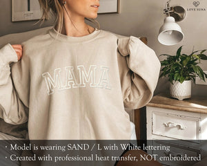 Personalized Mama Sweatshirt with Kid Names on Sleeve, Mothers Day Gift, Birthday Gift for Mom, New Mom Gift, Minimalist Cool Mom Sweater