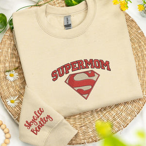 Embroidered Super Mom Shirt | Personalized Mama Hoodie Gift | Custom Grandma Sweatshirt With Names | Mother Day Gift For Mom