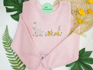 Duck Mom Embroidered Sweatshirt, Funny Mother's Day Duck Mom Embroidered Sweater, Duck Mom Gift for Mom, Wife Grandma