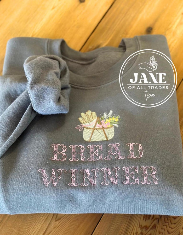 Bread Baker embroidered sweatshirt gift for mom gift for baker sourdough gift bread winner sweater embroidered crewneck gift for wife