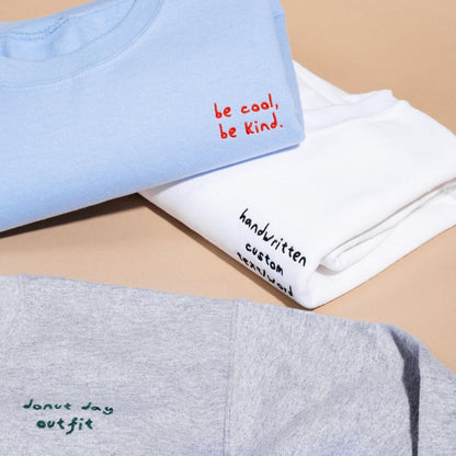 Personalised Sweatshirt - Custom Unisex Embroidered Pullover Jumper with Handwritten Style Font - Super Soft Sweat for Men and Women