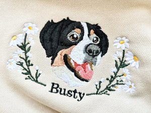 Custom Pet Portrait Embroidered Sweatshirt,Custom Dog Face Embroidered Hoodie,Pet Memorial Gift,Personalized Embroidered Sweatshirt,Pet Gift