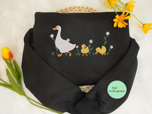 Duck Mom Embroidered Sweatshirt, Funny Mother's Day Duck Mom Embroidered Sweater, Duck Mom Gift for Mom, Wife Grandma