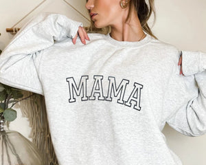 Personalized Mama Sweatshirt with Kid Names on Sleeve, Mothers Day Gift, Birthday Gift for Mom, New Mom Gift, Minimalist Cool Mom Sweater