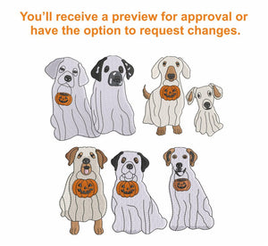 Embroidered Halloween Dog Sweatshirt, Personalized Ghost Dog Family Sweater, Vintage Custom Spooky Season Crewneck Sweater, Halloween Gifts