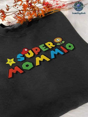 Super Mommio Embroidered Sweatshirt, Mario Mother's Day Crewneck, Embroidered Mothers Day Shirt, Funny Shirt for Mom, Mothers Day Gift