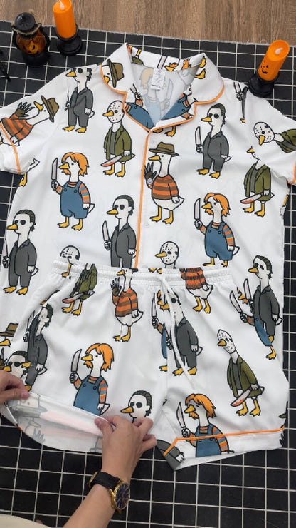 Women’s Halloween Gangster Duck Pajamas Set