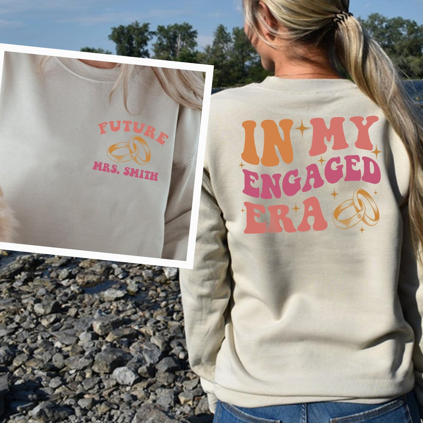 in My Engaged Era Sweatshirt - Custom Bride Sweatshirt, Engagement Gift for Her, Bridal Shower Gift, Bachelorette Sweatshirt