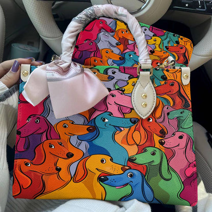Dachshund Leather Bag Rainbow Sausage Squad