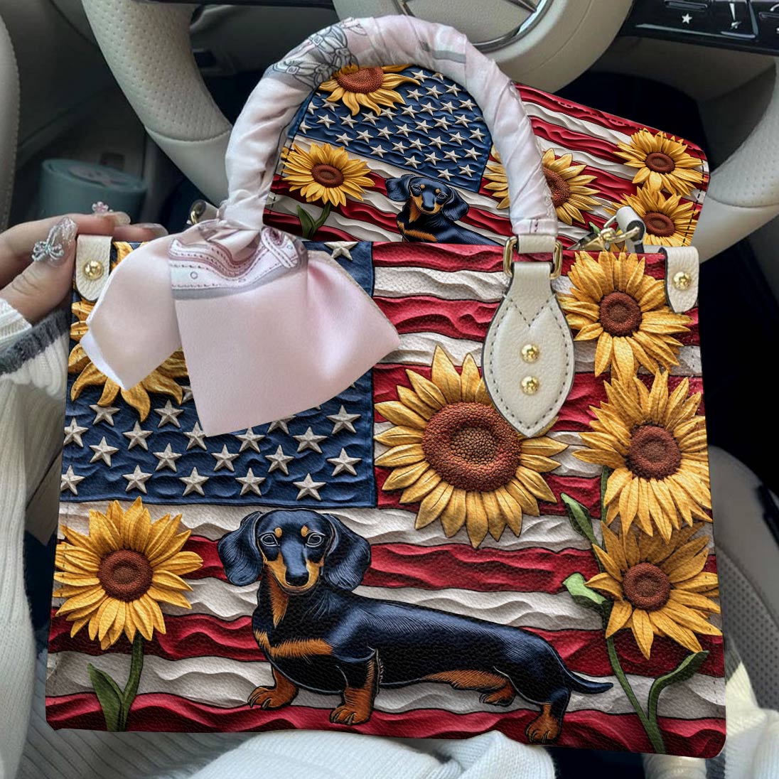 Dachshund Leather Bag American Bloom