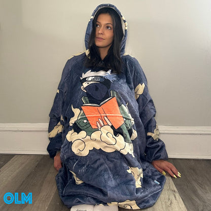 Kakashi Hatake Oversized wearable Blanket Hoodie – Ultra-Soft Sherpa for unisex Adults & Kids
