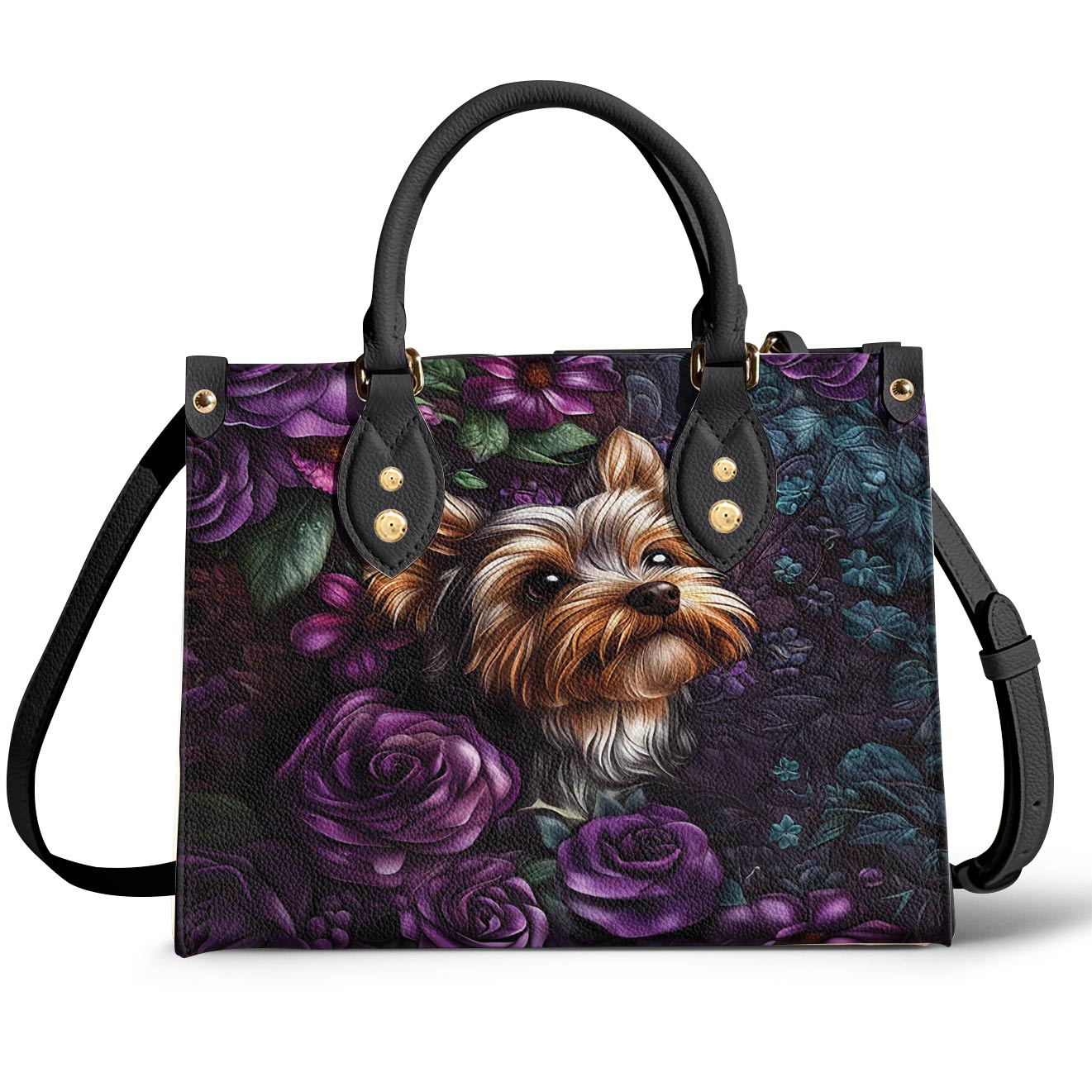 Leather Bag Velvet Yorkie Bloom