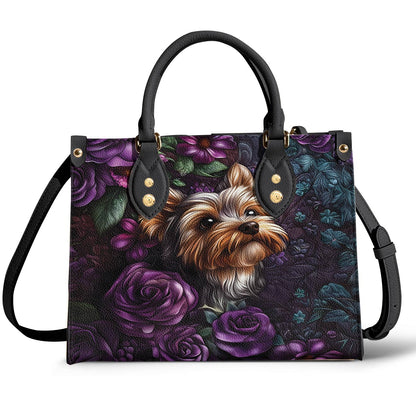 Leather Bag Velvet Yorkie Bloom