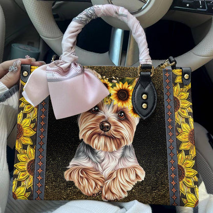 Yorkie Leather Bag You Are My Sunshine