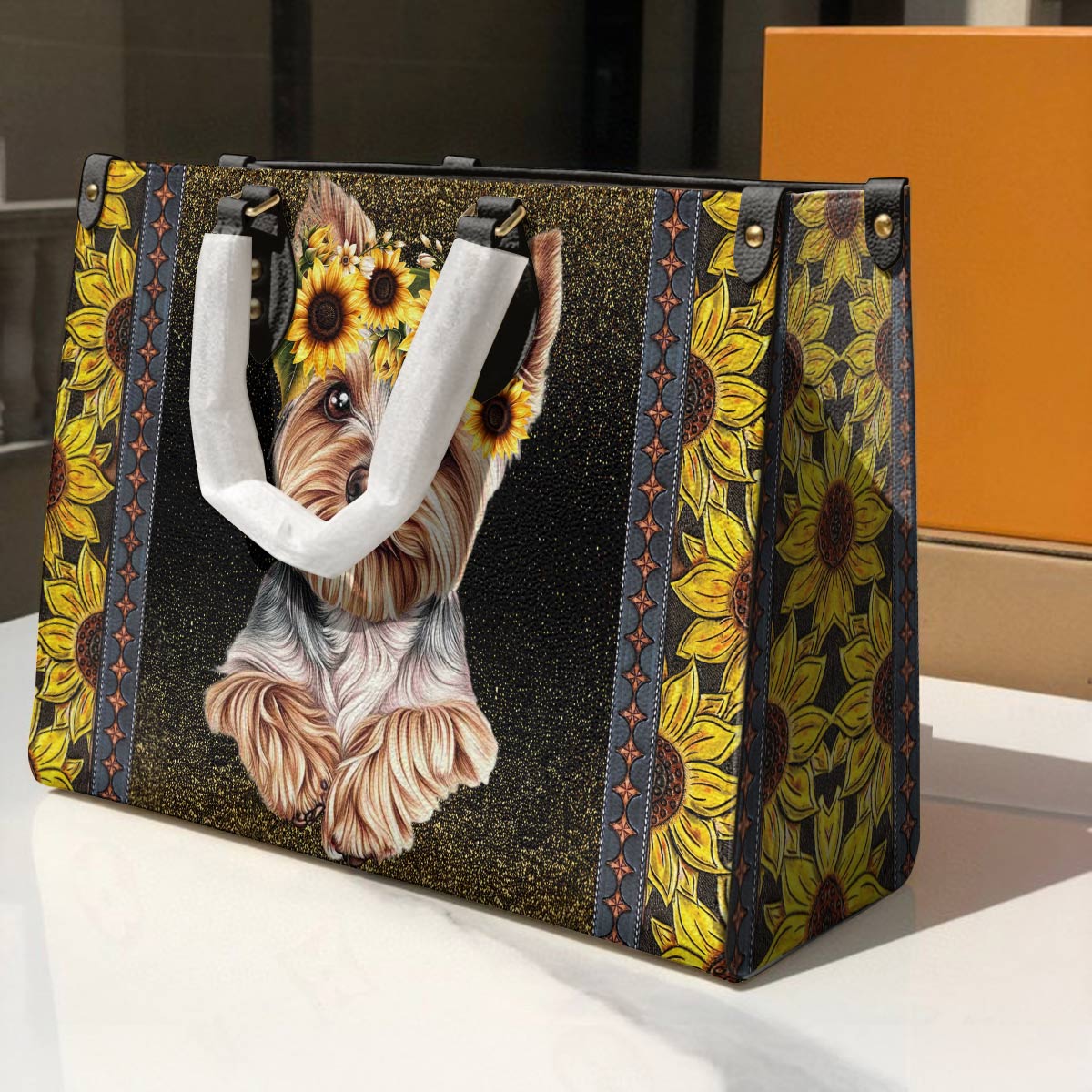 Yorkie Leather Bag You Are My Sunshine