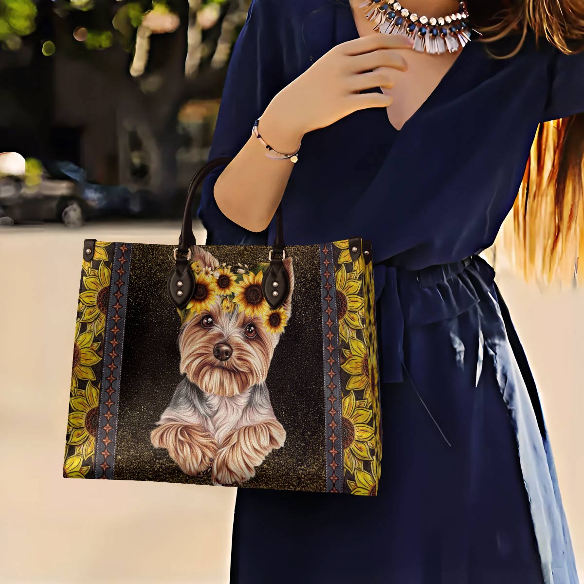 Yorkie Leather Bag You Are My Sunshine