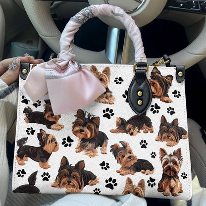 Yorkie Leather Bag Yorkie Love All Over
