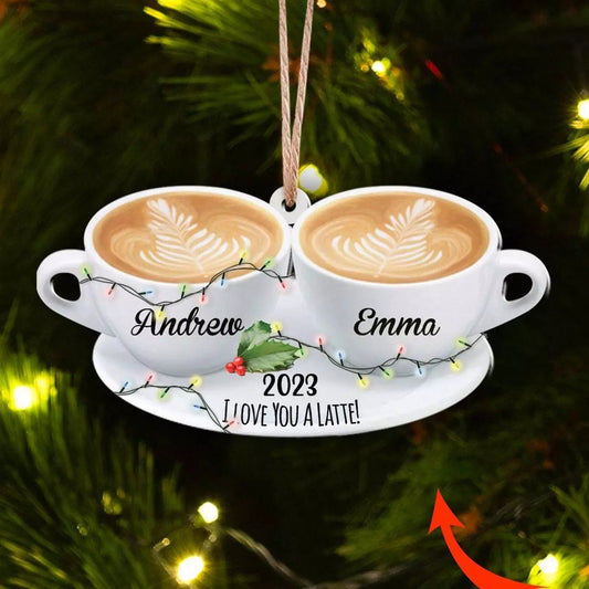 Latte coffee Christmas Acrylic Ornament, latte coffee Xmas Tree Ornament Decor,, Ornament Decoration, Ornament For Gift, Ornament Christmas