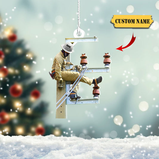 Lineman Acrylic Ornament - Christmas Ornament, Ornament For Him, Gift For Him, Ornament Christmas