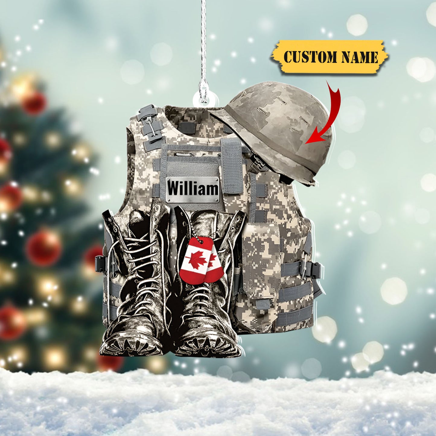 Military Uniform Canada - Boots & Hat - Personalized Flat Acrylic Ornament, Ornament For Him, Gift For Him, Ornament Christmas