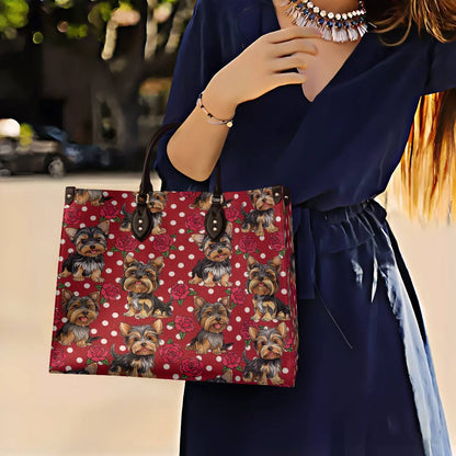 Leather Bag Rosy Yorkie Charm