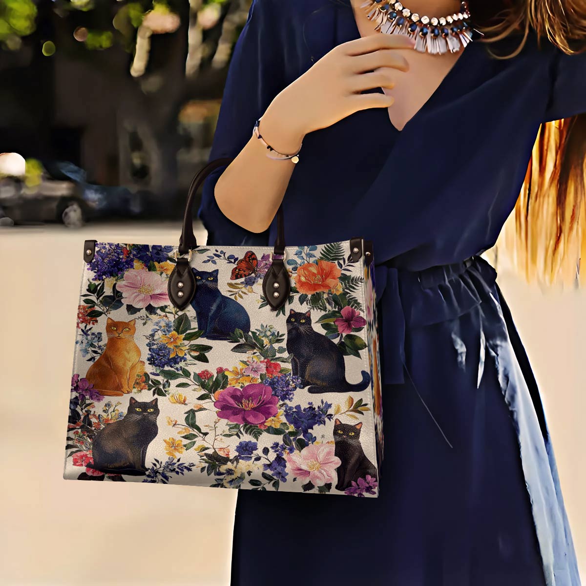 Leather Bag Botanic Purrfection
