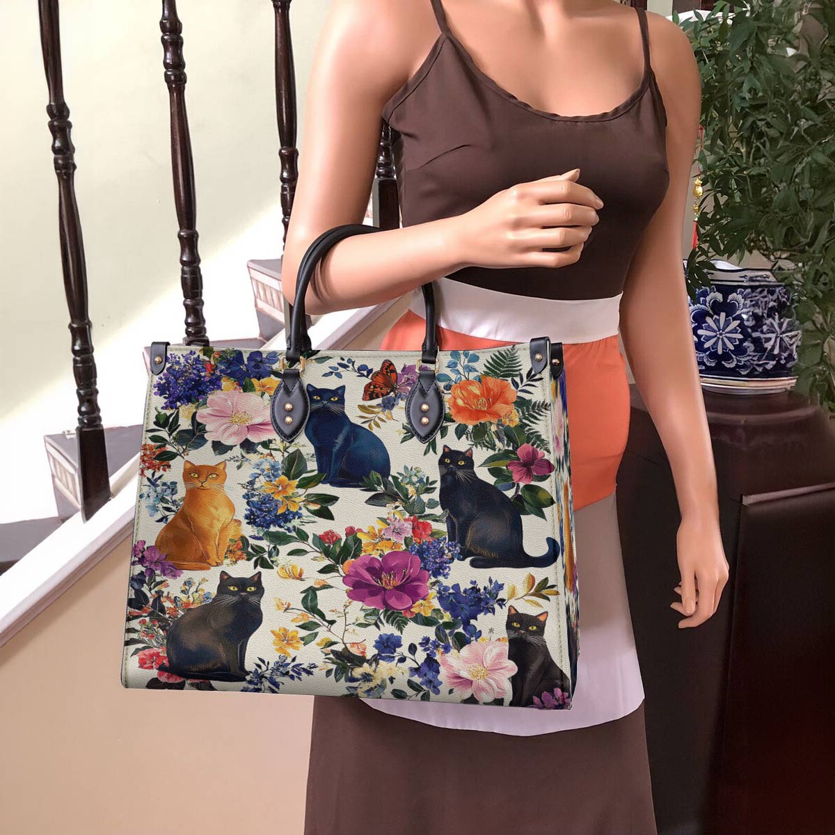 Leather Bag Botanic Purrfection